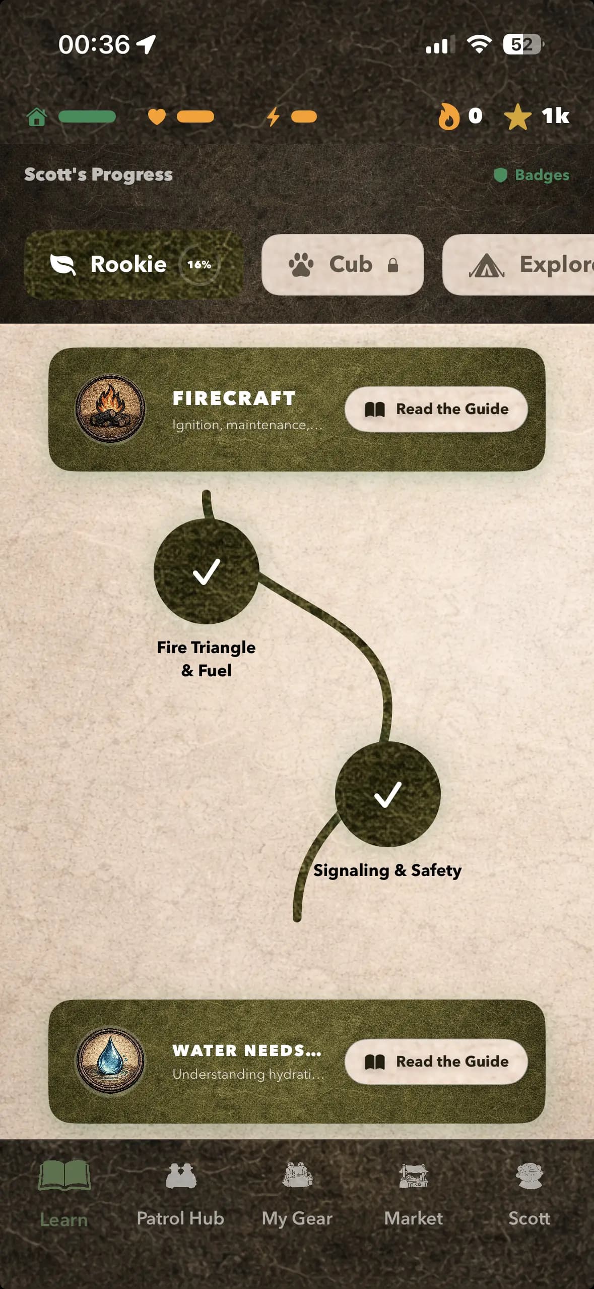 Survivly lessons and weather-aware daily quests on iPhone